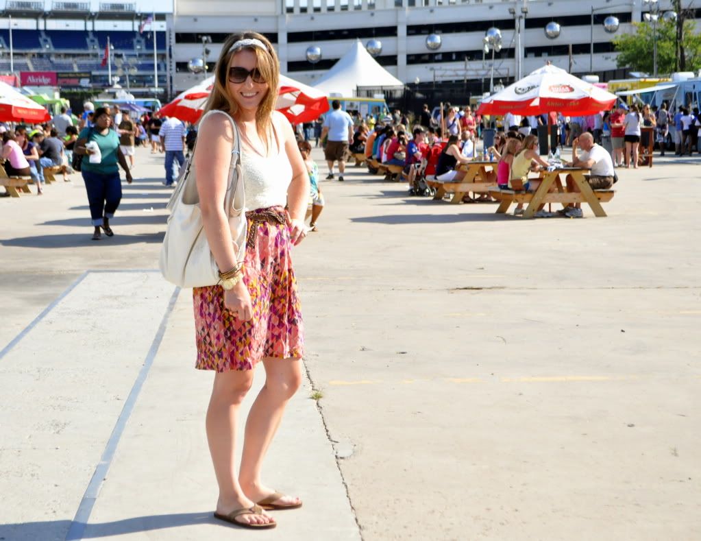 cream and tribal print dress