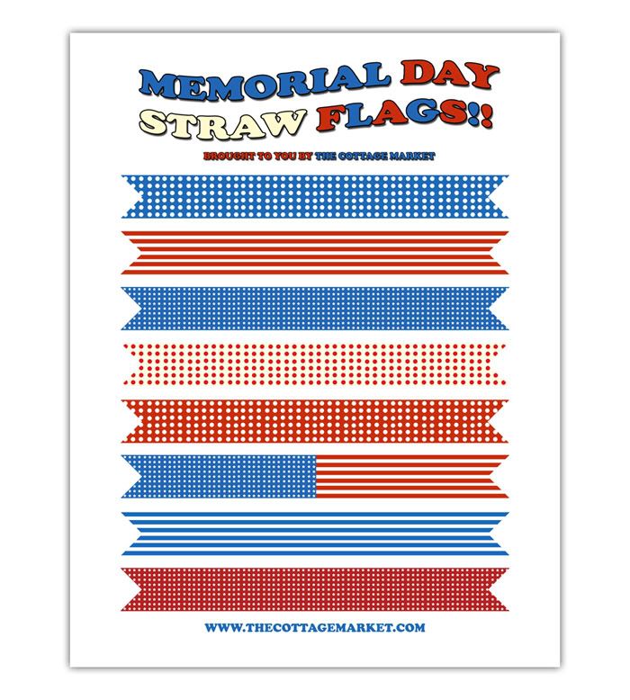 These printable straw flags are festive for Memorial Day. 