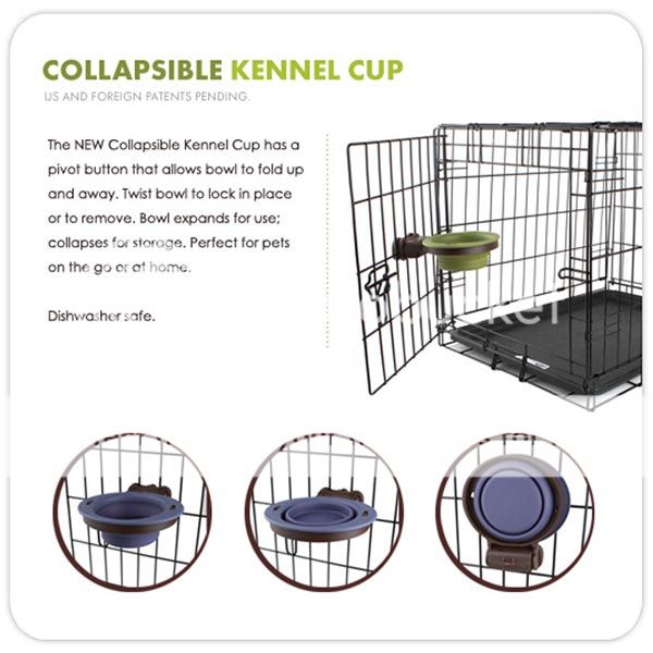 Popware Kennel Cup Dog Kennel Collapsible Bowl Attachment for Wire Crate Small
