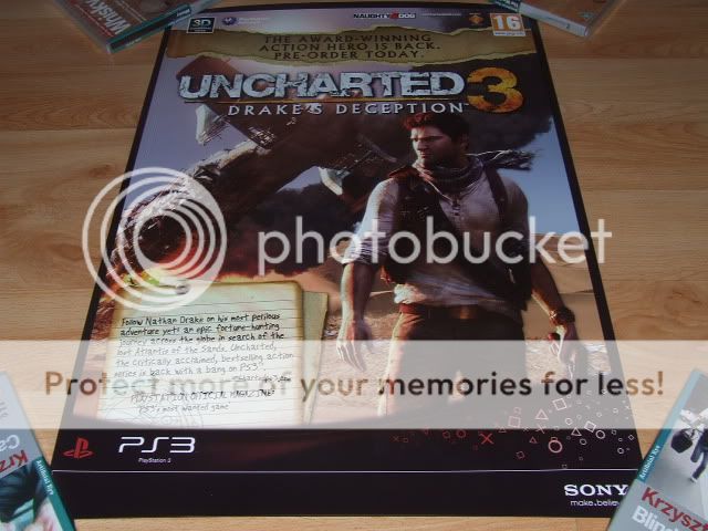 UNCHARTED 3 POSTER OFFICIAL PROMO ULTRA RARE & NEW PS3 PROMOTIONAL 