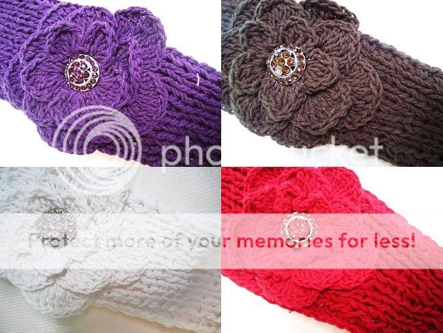 Knit HEADBAND w/ GEM STONE earwarmer~ Cute & Cozy ♥☮  